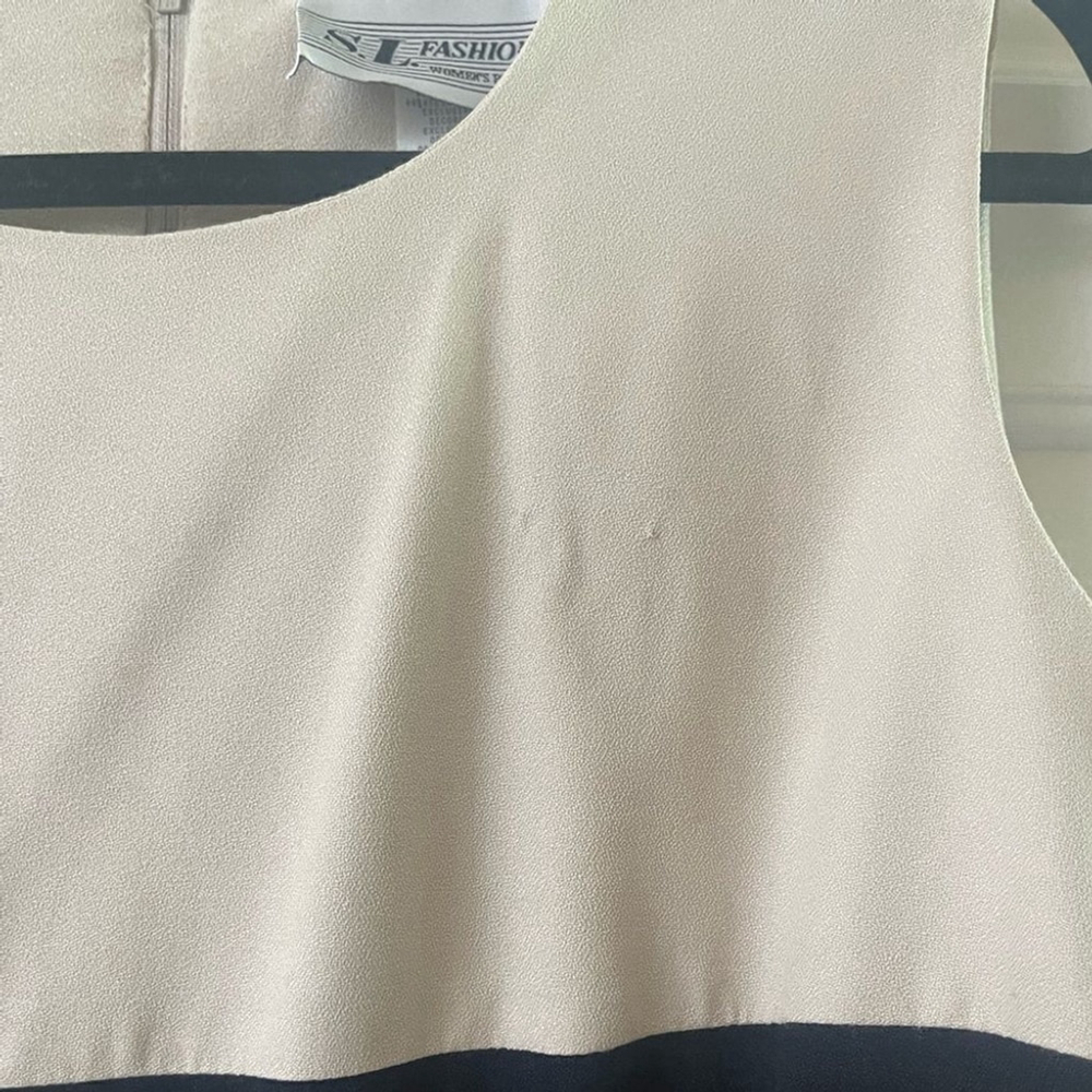 Sl FASHIONS | Vintage Women's Blue & Beige Rayon Top & Dress 2 Piece Set 16WP - Picture 7 of 16